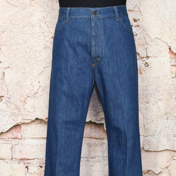 Vintage Men's SEARS Perma-Prest "Thumbs Up" Regular Cut Blue Denim Jeans - 38 M - Picture 2 of 5